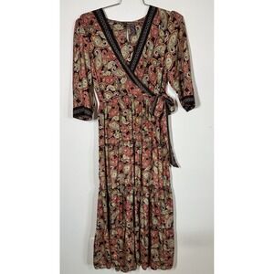 Me 2 Magic Anthropologie Tiered Boho Paisley Maxi Dress Size L Festival Gypsy